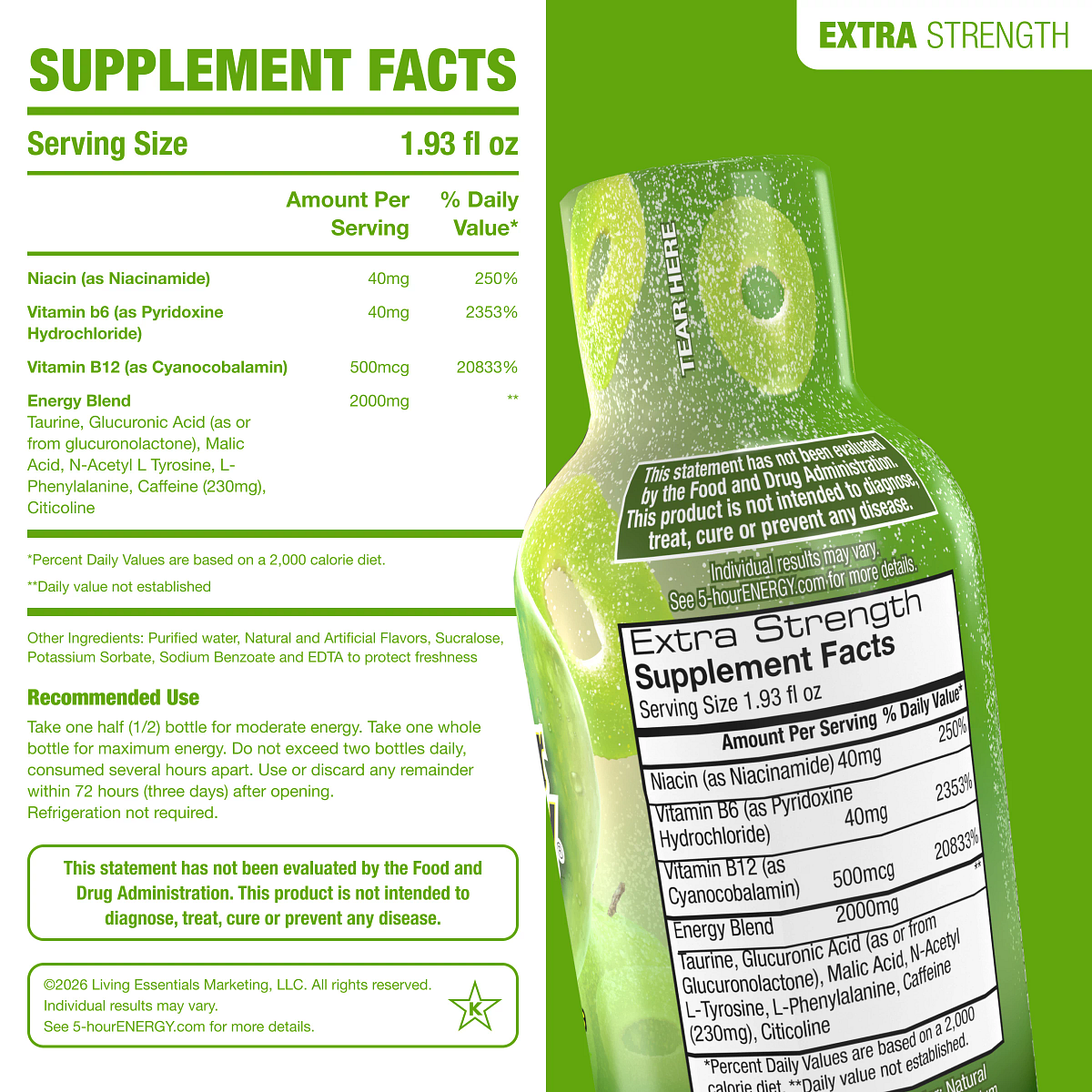 Sour Apple Flavor Extra Strength 5-hour ENERGY Shots