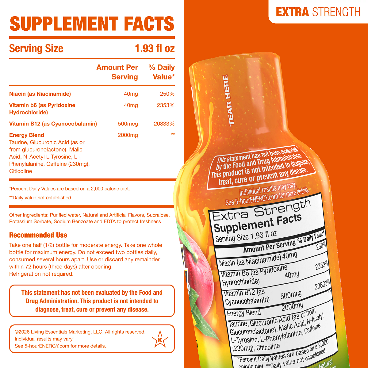 Peach Mango Flavor Extra Strength 5-hour ENERGY Shots