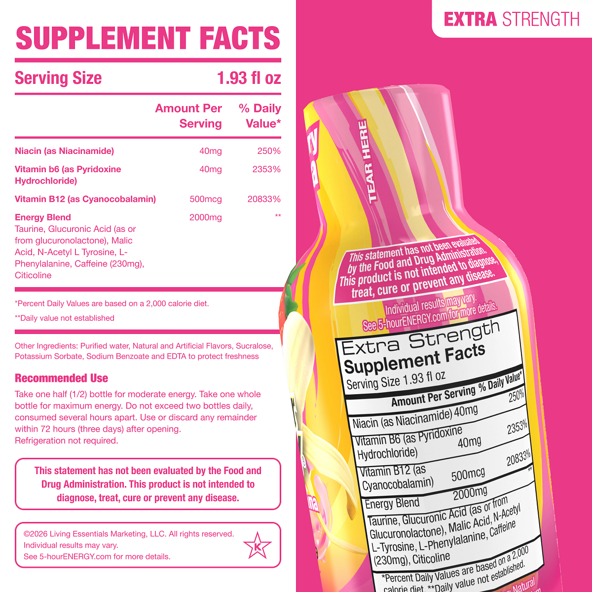 Strawberry Banana Flavor Extra Strength 5-hour ENERGY Shots