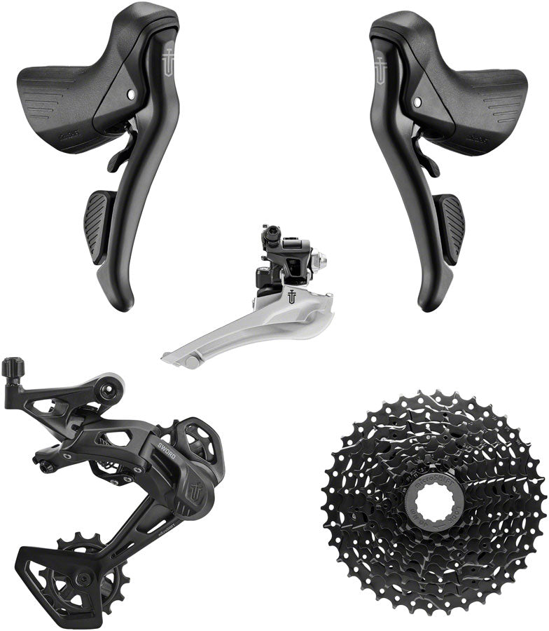 microSHIFT Sword BLK 2x9-Speed Groupset - Includes Brake/Shifters Front Derailler Braze-On Rear Derailleur Long Cage 11-38t Cassette