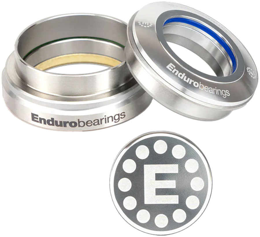 Enduro HDK-0010-S Maxhit Zero-Stack/External Cup Headset Kit - ZS44/28.6 Upper | EC44/40 Angular Contact Bearings Tapered Silver