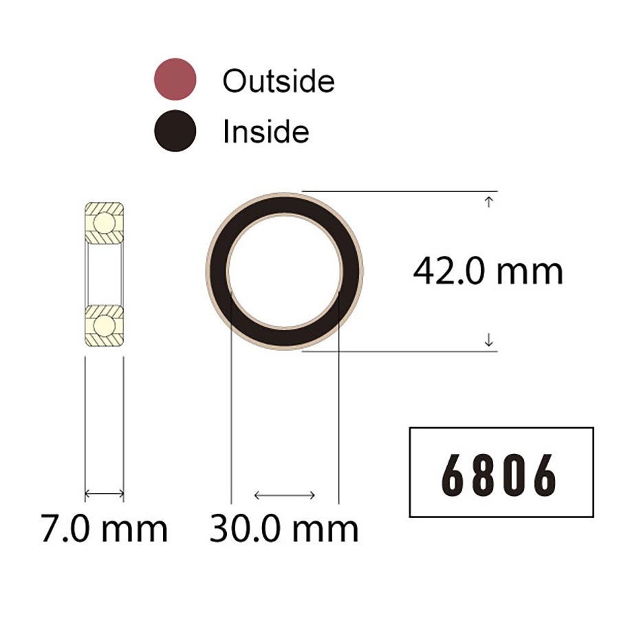 Wheels Manufacturing Angular Contact Sealed Cartridge Bearing 71806 30x42x7mm Steel