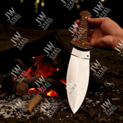 Handcrafted J2 Stainless Steel Boot Knife | Pakka Wood Handle | Leather Sheath | 13.5" Hunting Blade