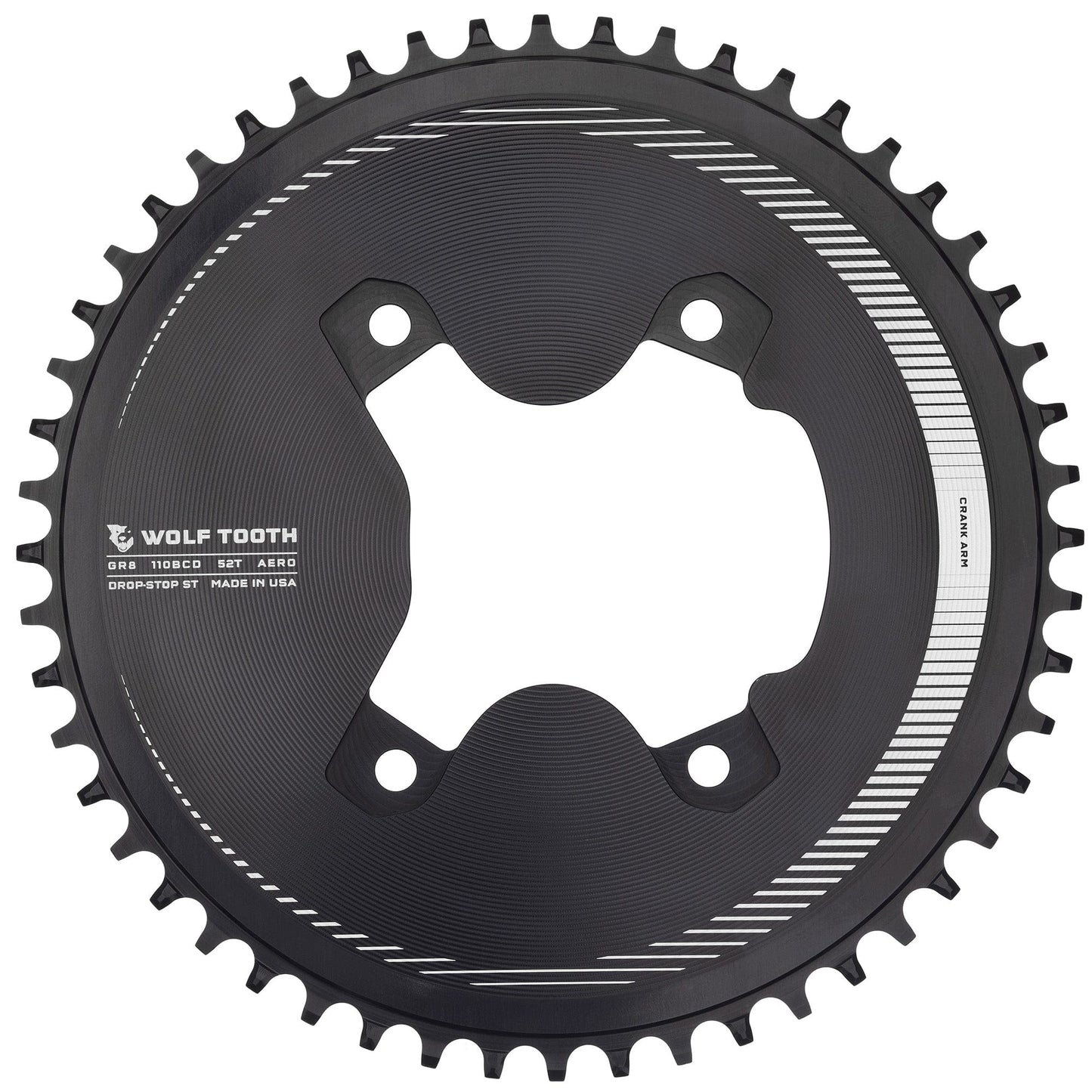 Aero 110 BCD Asymmetric 4-Bolt Chainrings for Shimano GRX 800 Cranks