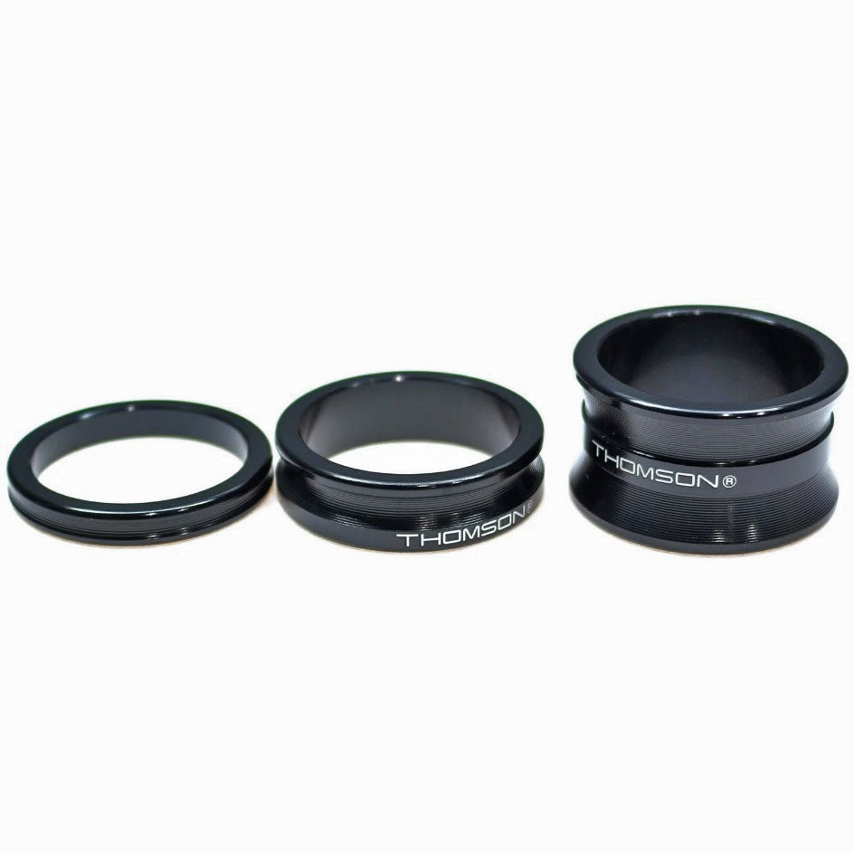 Thomson Aluminum Headset Spacer Pack 1-1/8" Black 3/Count