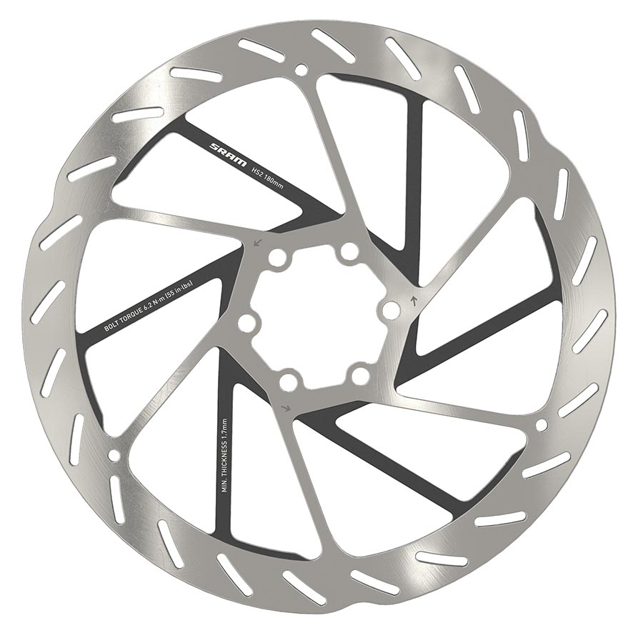 SRAM HS2 Disc Brake Rotor - 180mm 6-Bolt Rounded Silver/Black