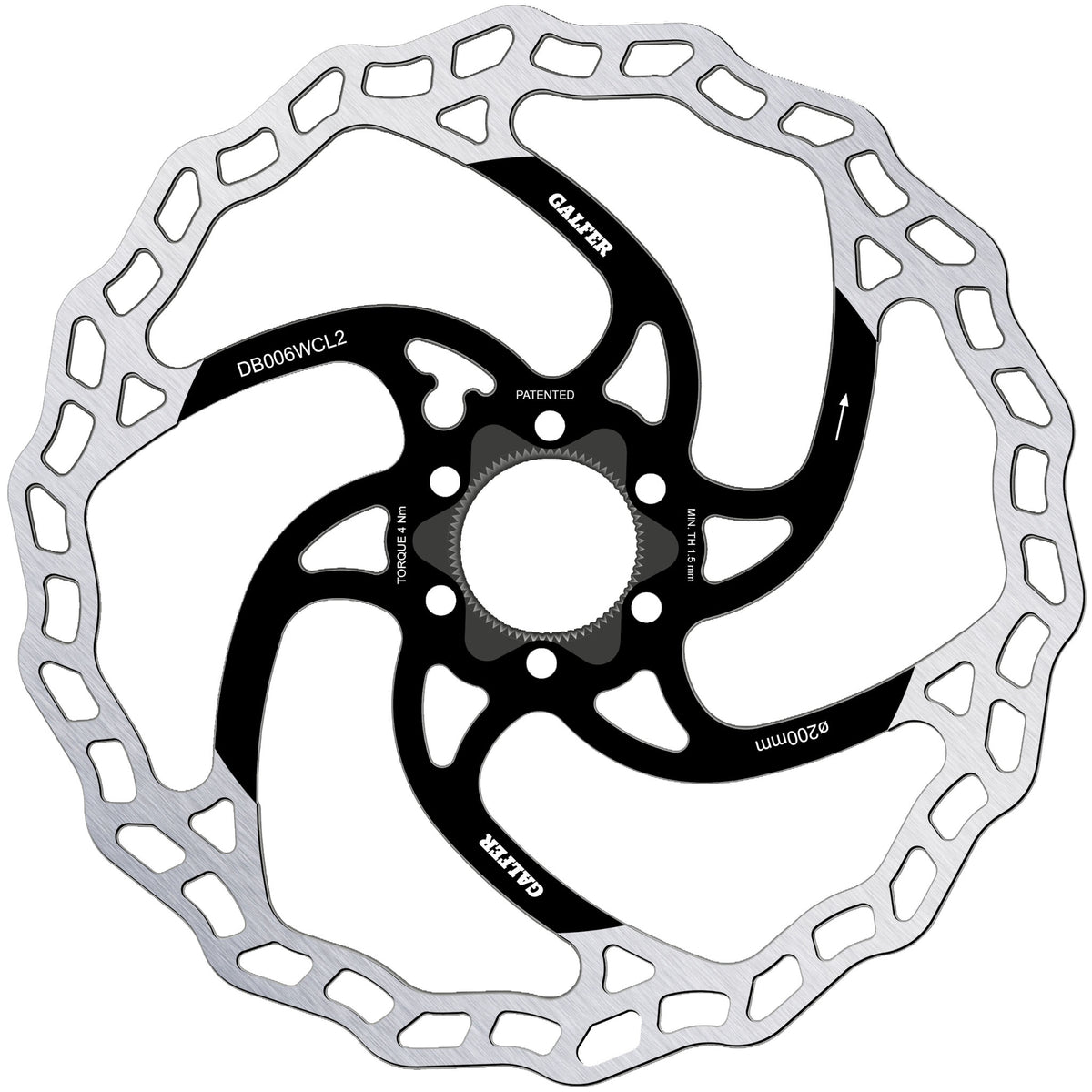 Galfer 200mm Rotor Center Lock 2.0mm Black/Silver