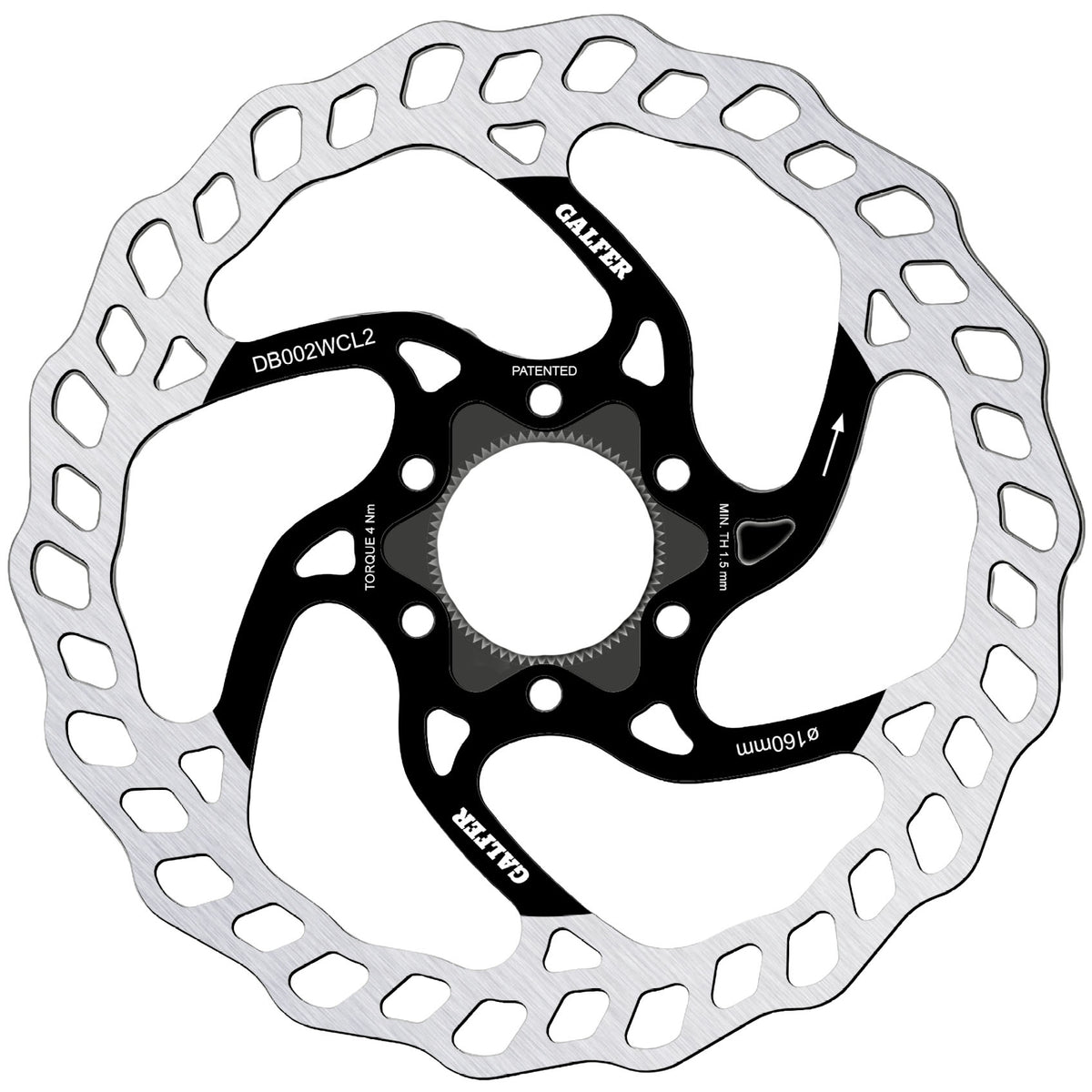 Galfer 160mm Rotor Center Lock 2.0mm Black/Silver