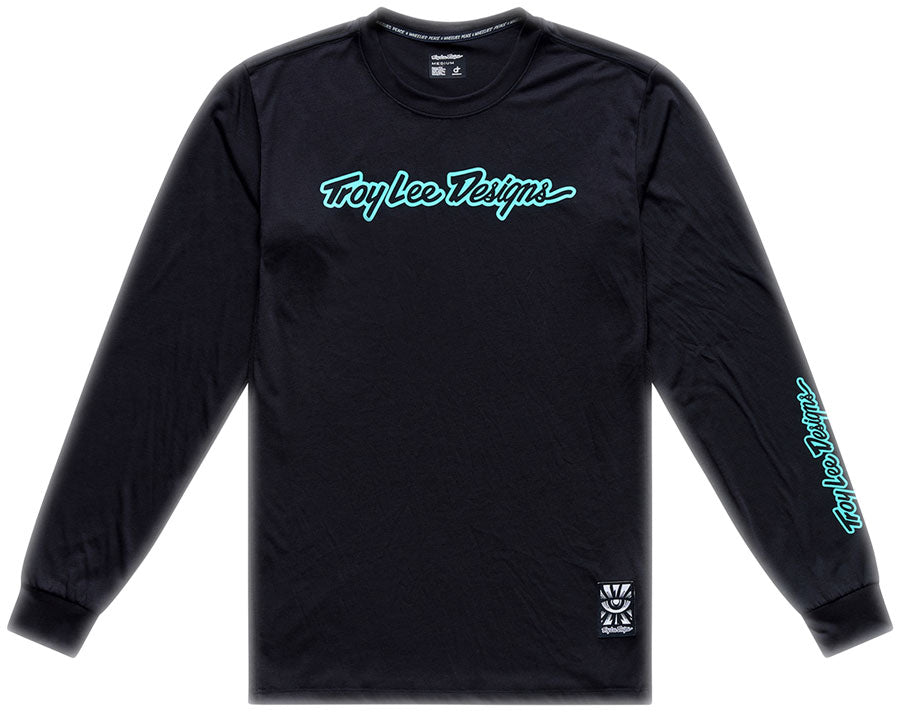 Troy Lee Designs Skyline Ride Long Sleeve Tee – Signature BLK / Real Teal X-Large