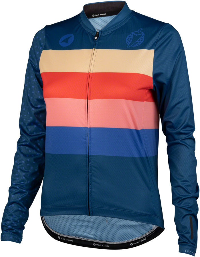 Salsa Team Polytone Women's Long Sleeve Jersey - Dark Blue w/ Stripes Medium