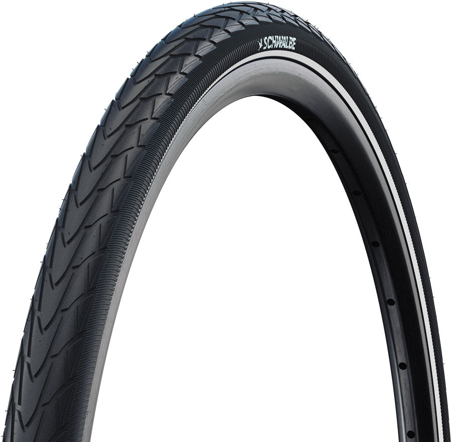 Schwalbe Marathon Racer Tire - 700 x 35 Clincher Wire BLK/Reflex RaceGuard Addix Green E-50