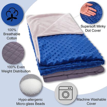 5 Lbs Weighted Blanket for Kids with Removable Cover - 36" x 48"
