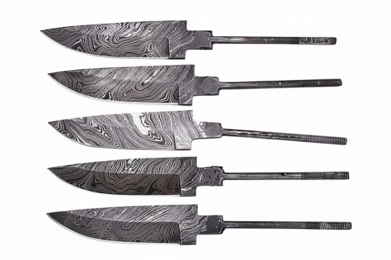 5-Piece Hand Forged Damascus Hunting Knife Blanks Set