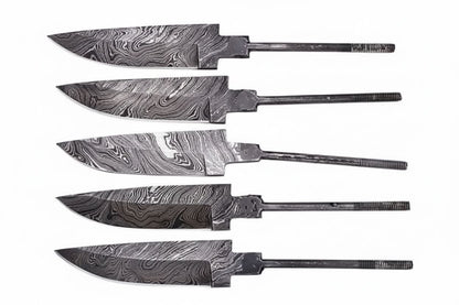 5-Piece Hand Forged Damascus Hunting Knife Blanks Set
