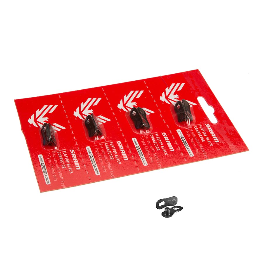 SRAM Eagle T-Type PowerLock Flattop Connector Link - 12-Speed For Eagle T-Type Flattop Chain Only BLK 4 Pack