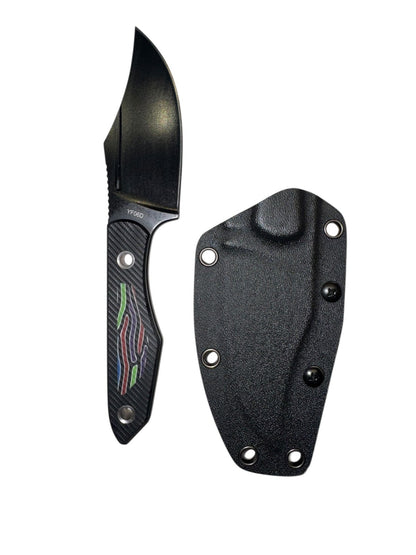 Sharp Blade YF06D Fixed Blade Hunting Knife 9Cr18MoV G10 8” Black/Stonewashed