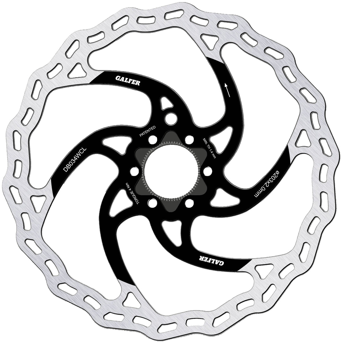 Galfer 203mm Rotor Center Lock 2.0mm Black/Silver