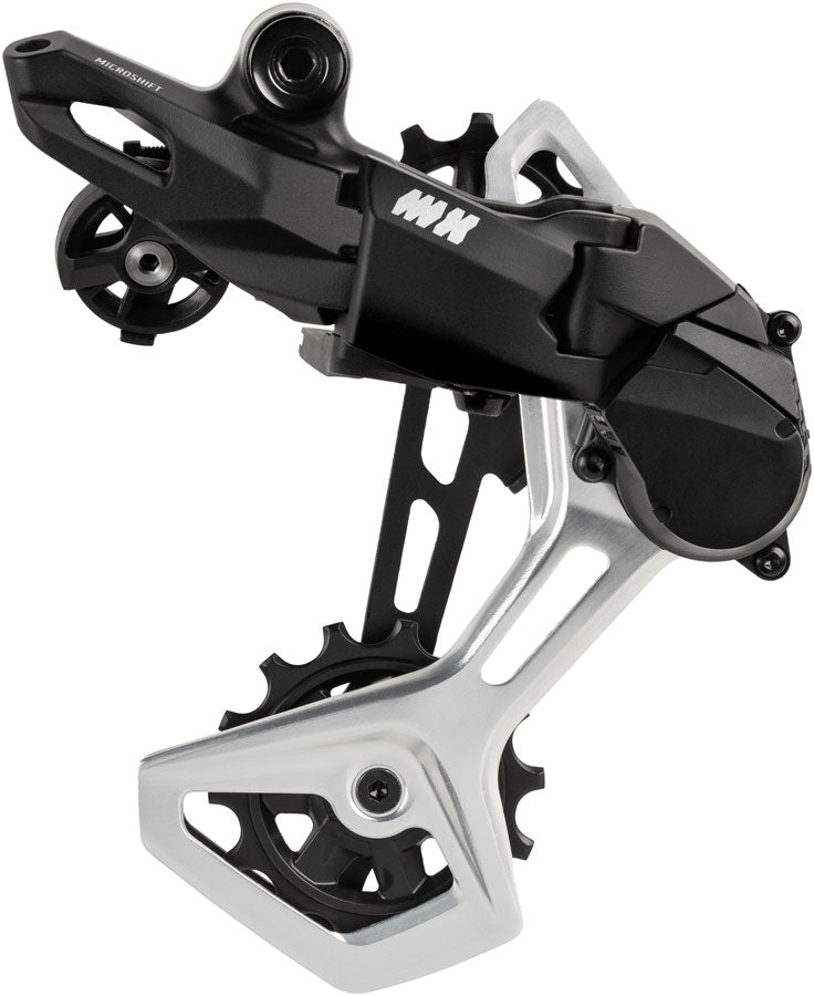microSHIFT Advent MX Pro Rear Derailleur - 10/11-Speed Clutched Repairable Aluminum Medium Cage 50t Max BLK/Silver