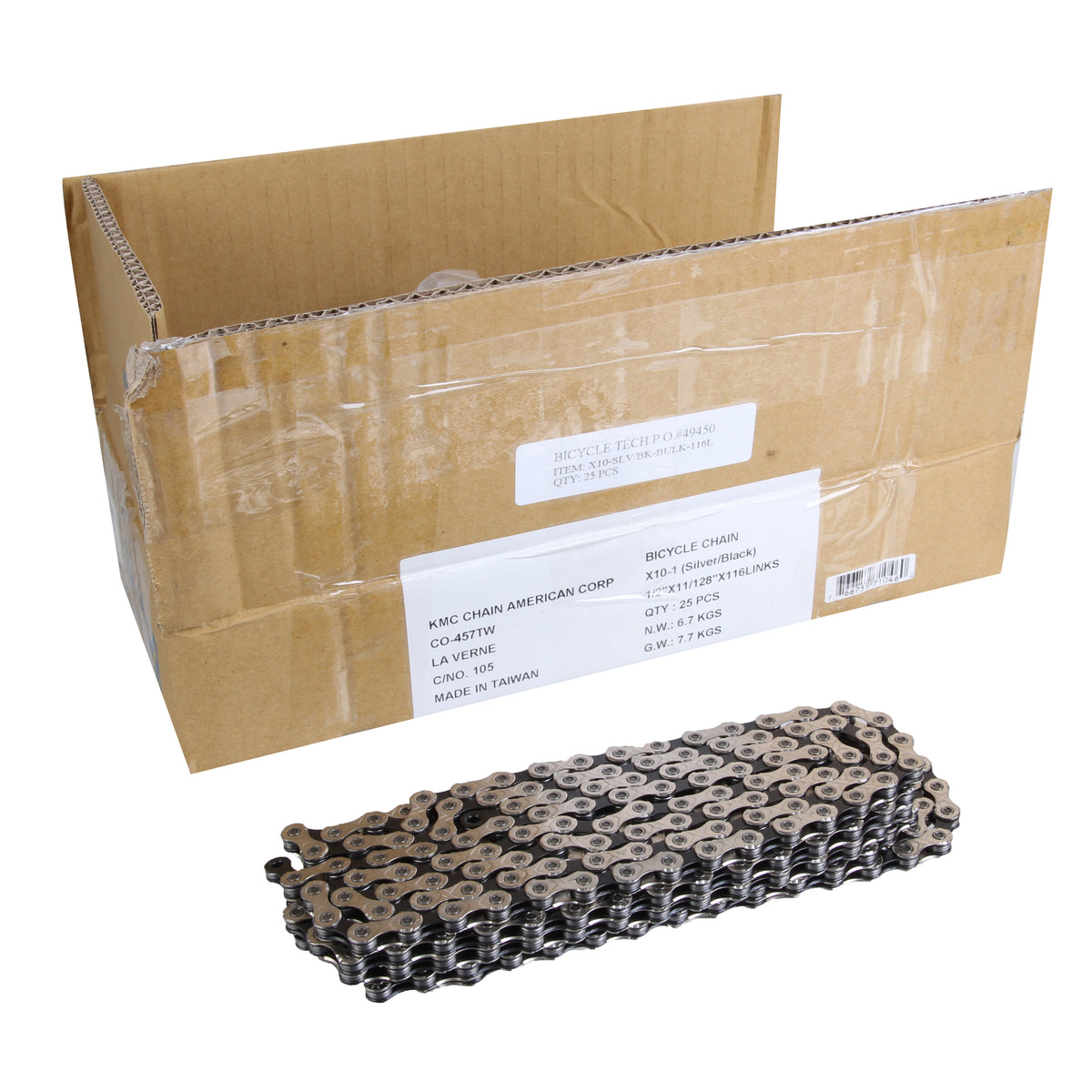 KMC X10 (10.93) 10sp Chain Silver/Black (25/Count)