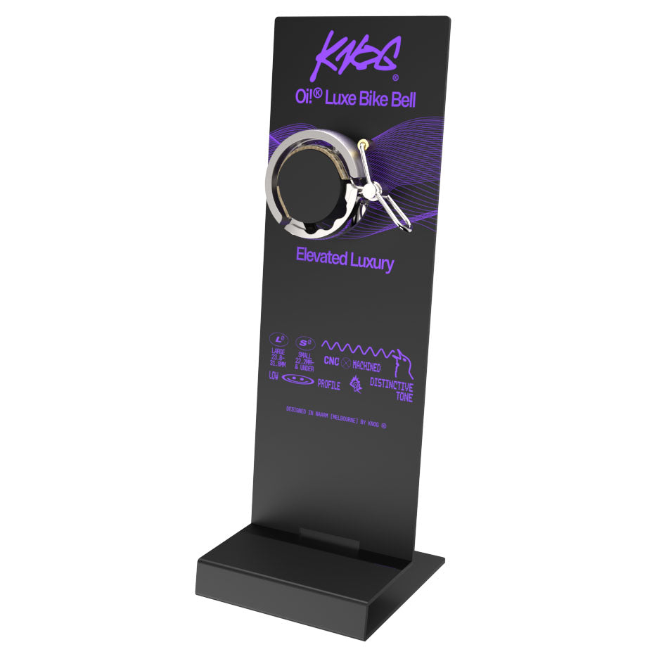 Knog Oi Luxe Metal Display with Oi Luxe Demo Bell
