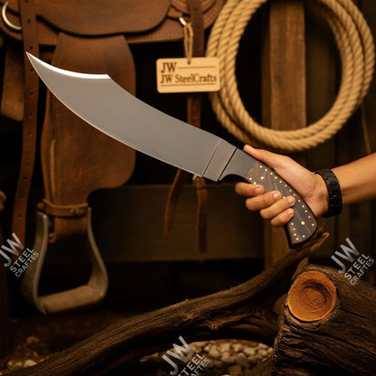 Hand-Forged High Carbon Steel Bowie Knife – 13-Inch Trailing Point