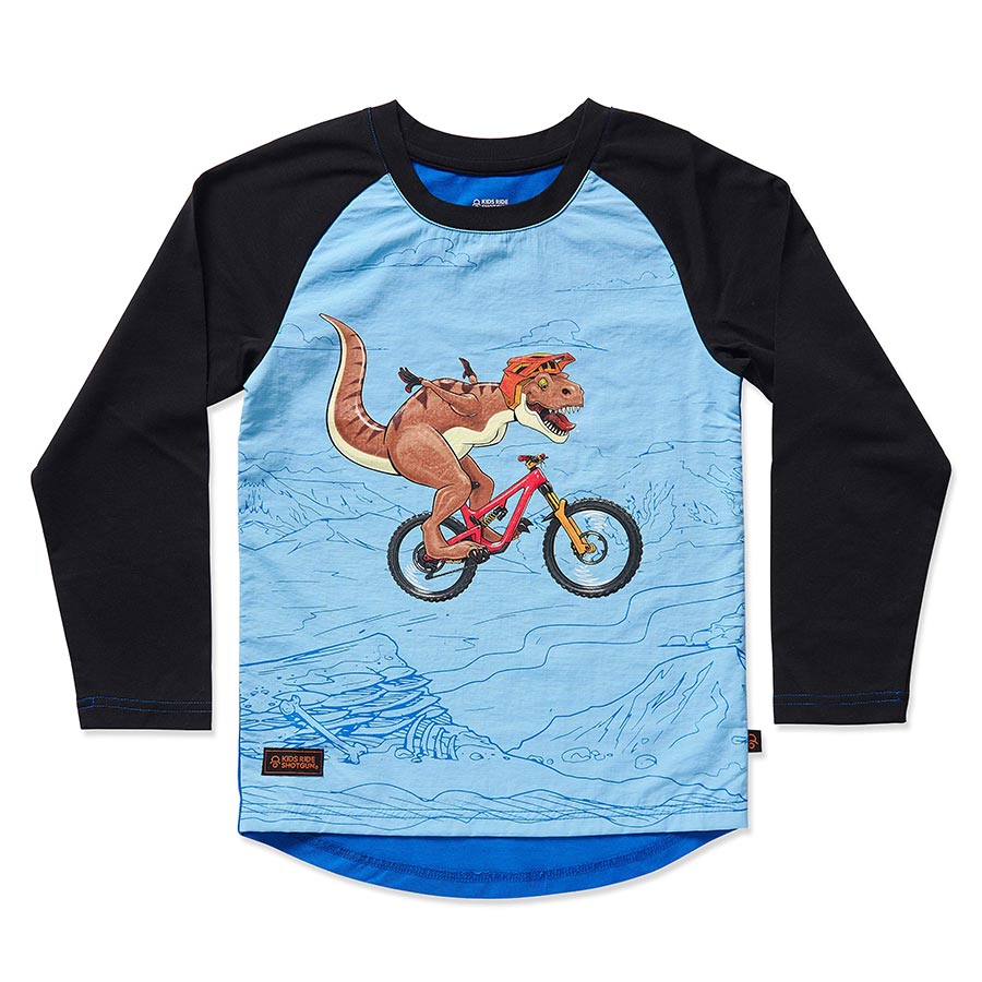 Kids Ride Shotgun Windproof Kids MTB Jersey Dino YXXS