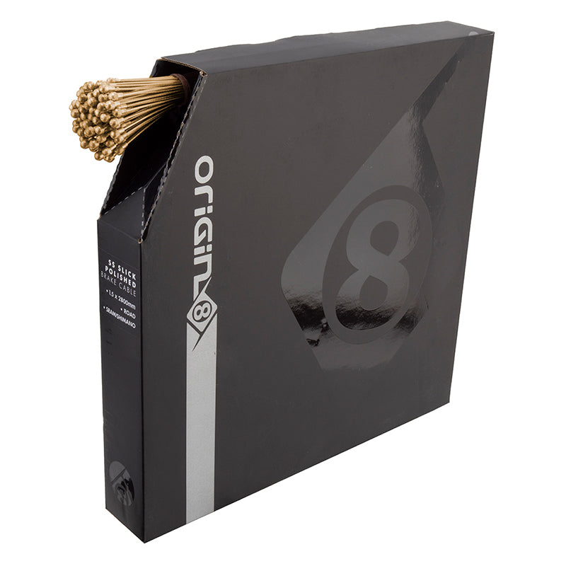 Origin8 SS SuperSlick Nano Road Brake Cable Front or Rear 2800mm 1.5mm SS Gold Box of 50 Road