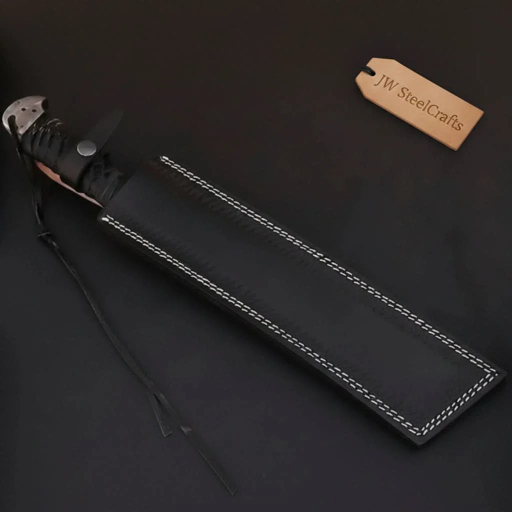 9 Inch Damascus Steel Tanto Knife with Cord Wrapped Handle – 16 Inch Overall