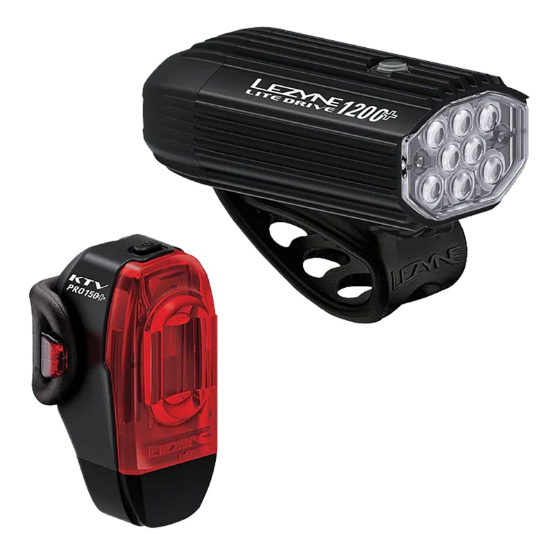Lezyne Lite Drive 1200+/KTV Drive Pro+ Headlight/Taillight Set - Black