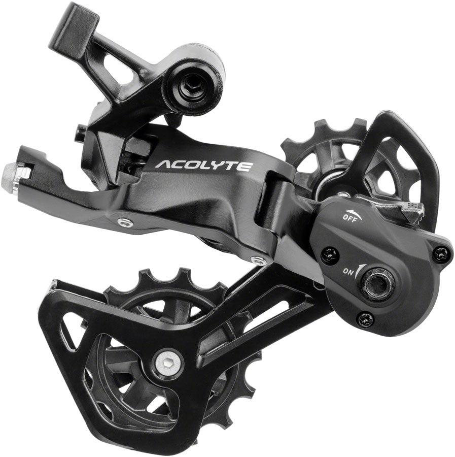 microSHIFT Acolyte RD-M5185M-B SpringLock Rear Derailleur - 8 Speed Medium Cage BLK SpringLock Chain Retention