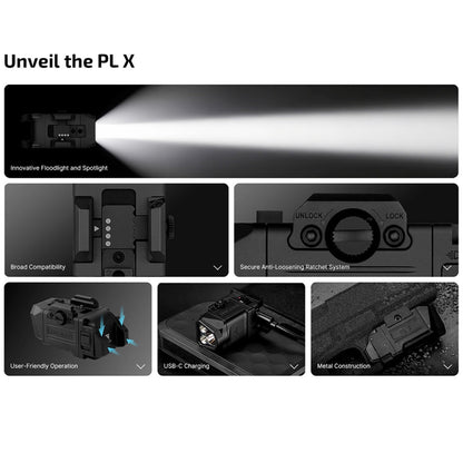 Olight PL-X Dual Beam Weapon Light 1200 Lumen USB-C Rechargeable Pistol Light