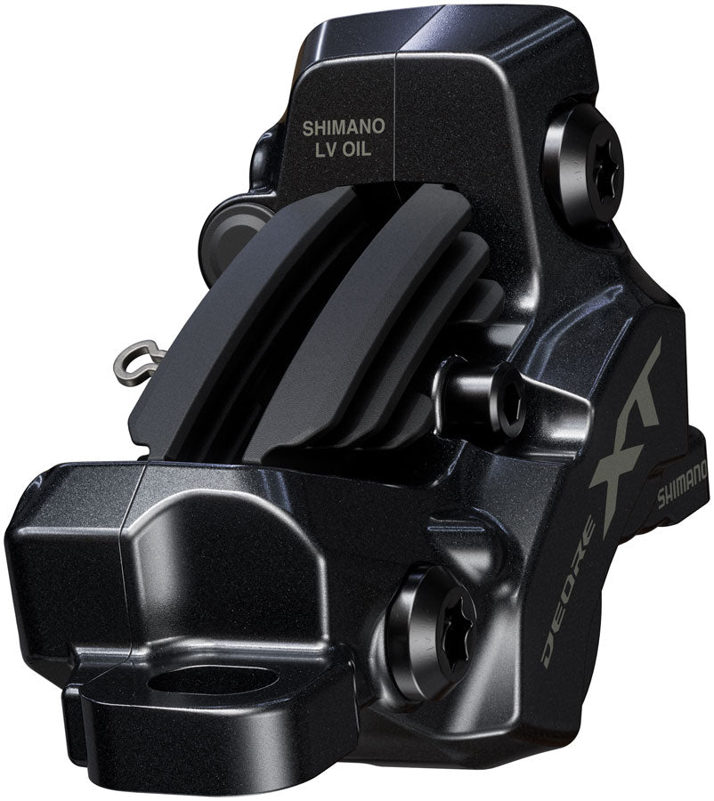 Shimano Deore XT BR-M8220 Enduro Disc Brake Caliper - Front Rear Post Mount 4-Piston Includes P04C-MF Finned Metal Pads