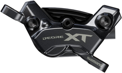 Shimano Deore XT BR-M8220 Enduro Disc Brake Caliper - Front Rear Post Mount 4-Piston Includes P04C-MF Finned Metal Pads