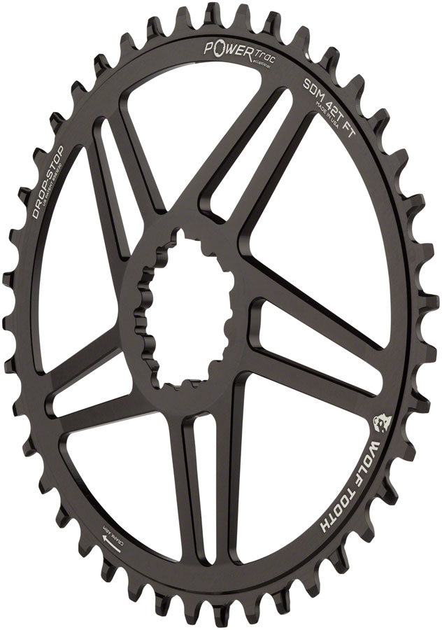 Wolf Tooth Elliptical Direct Mount Chainring - 38t SRAM Direct Mount 6mm Offset Drop-Stop B Flattop Compatible BLK