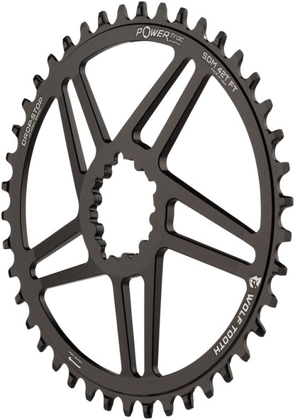 Wolf Tooth Elliptical Direct Mount Chainring - 38t SRAM Direct Mount 6mm Offset Drop-Stop B Flattop Compatible BLK