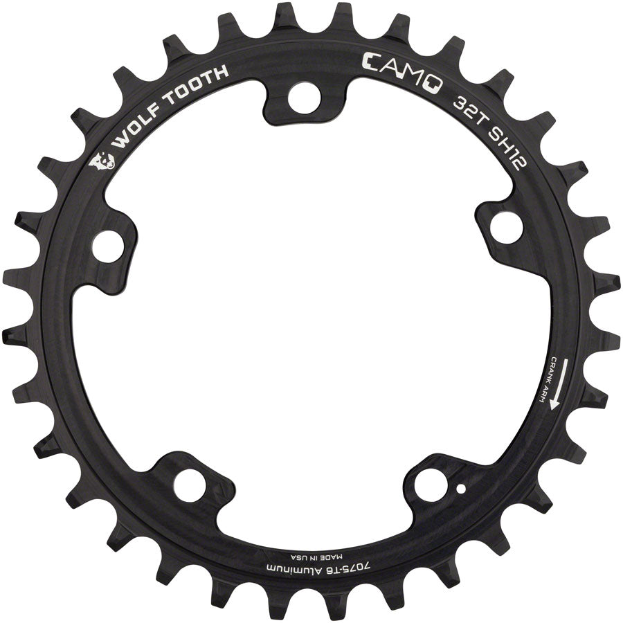 Wolf Tooth CAMO Aluminum Chainring - 30t Wolf Tooth CAMO Mount Drop-Stop ST Requires 12-Speed HG+ Chain BLK