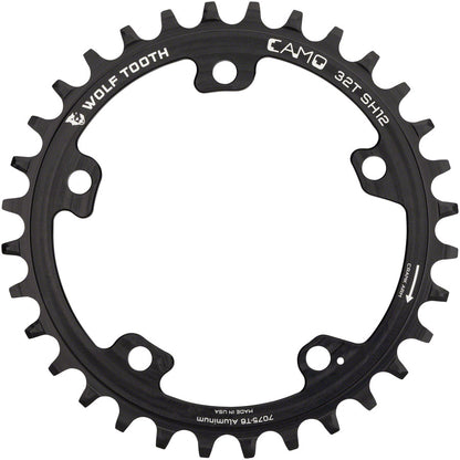 Wolf Tooth CAMO Aluminum Chainring - 32t Wolf Tooth CAMO Mount Drop-Stop ST Requires 12-Speed HG+ Chain BLK