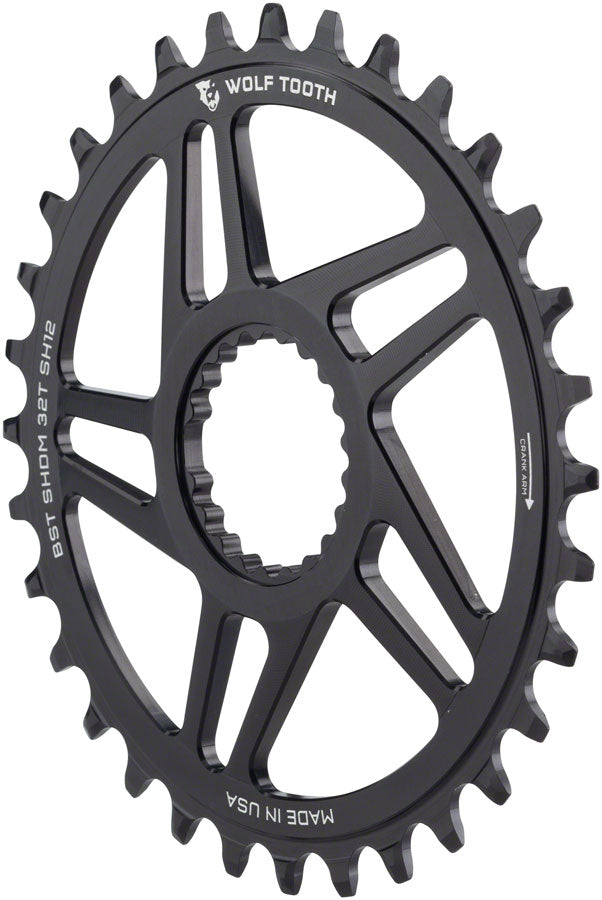 Wolf Tooth Direct Mount Chainring - 28t Shimano DM For Boost Cranks 3mm Offset Drop-Stop ST Requires 12-Speed HG+ Chain BLK
