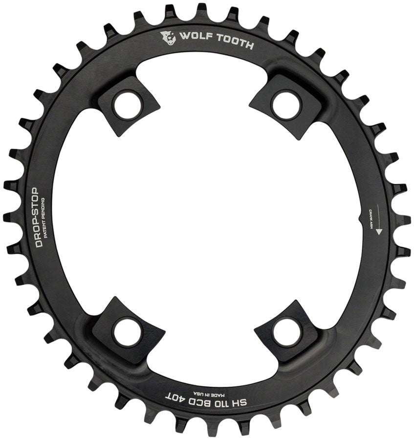 Wolf Tooth Elliptical Shimano 110 Asymmetric BCD Chainring - 42t 110 Asymmetric BCD 4-Bolt Drop-Stop B For Shimano Cranks BLK