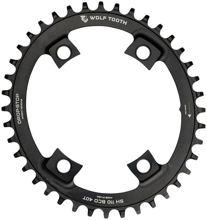 Wolf Tooth Elliptical Shimano 110 Asymmetric BCD Chainring - 42t 110 Asymmetric BCD 4-Bolt Drop-Stop B For Shimano Cranks BLK