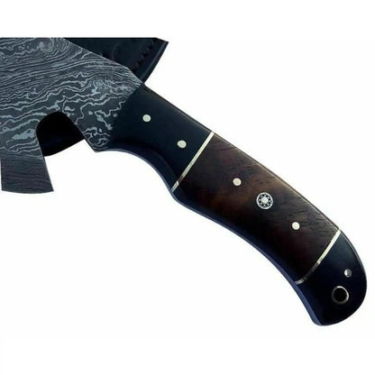 Damascus Bearded Hatchet with Contoured Full Tang Handle