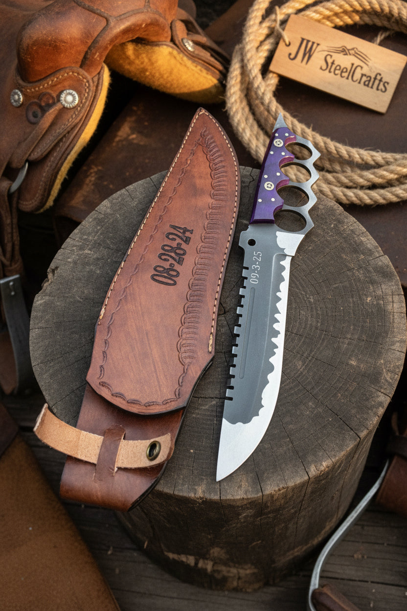 Apocalypse Trench Knife Machete 12 Inch Full Tang Survival Blade with Knuckle Guard
