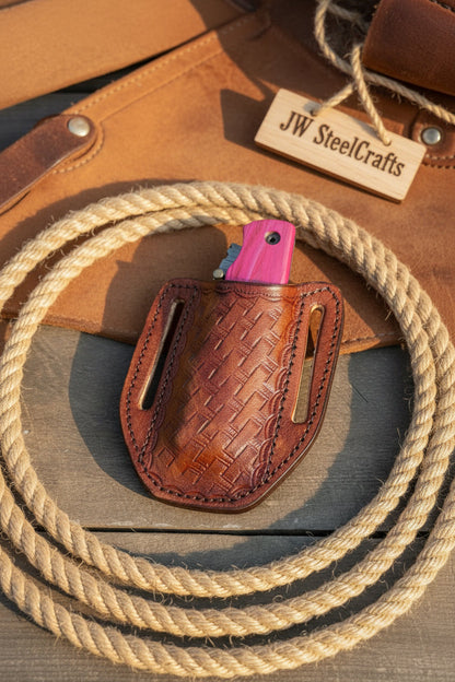 Pink Pakka Wood Damascus Folding Knife 7” – Handmade Persian EDC Pocket Knife