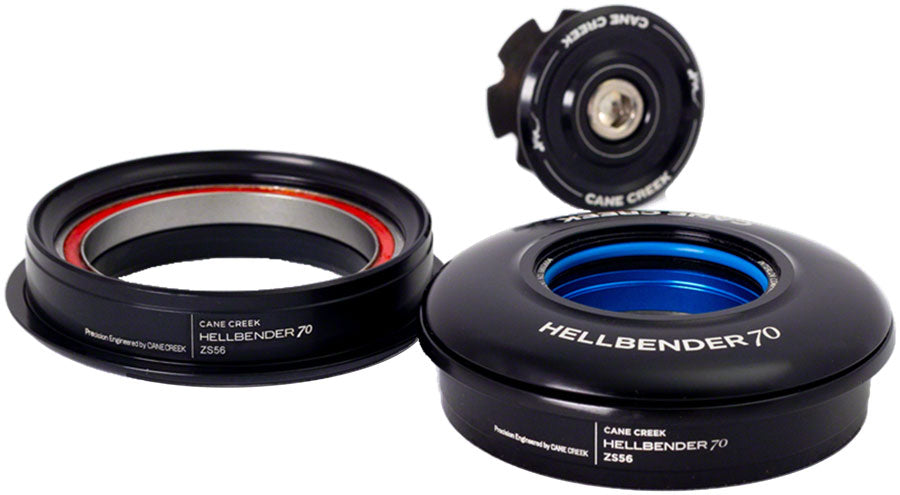 Cane Creek Hellbender 70 Headset - ZS56/28.6/H8 Upper | ZS56/40 Lower Tapered BLK