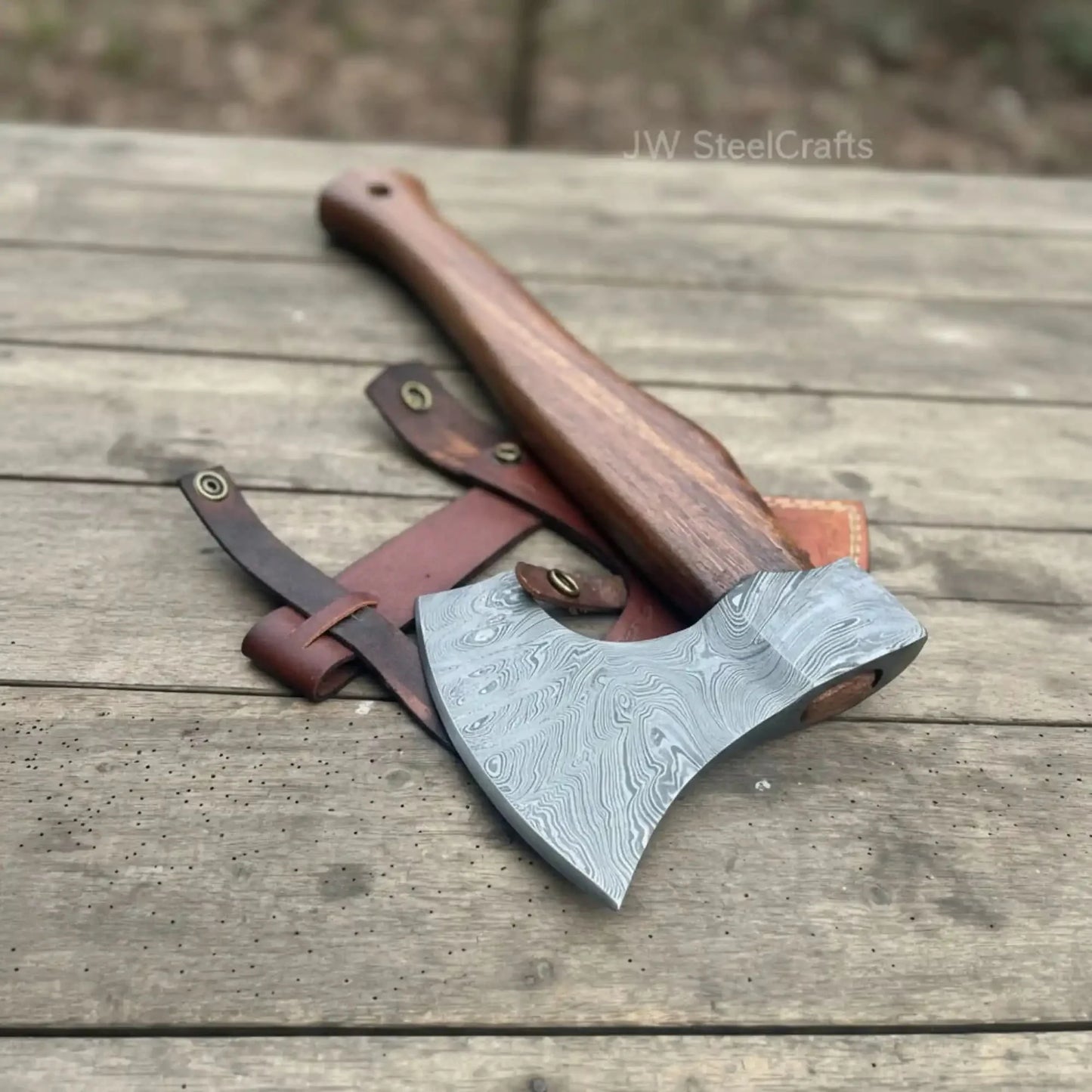 Viking Bearded Axe Damascus head Wood Handle