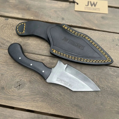 Handmade Tanto Hunting Knife with Black Micarta Handle