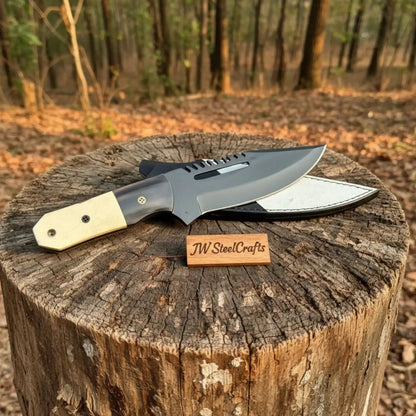 Straight Back Hunting Knife 5 Inch black powder coated Blade