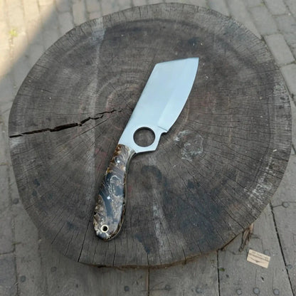 Sheepsfoot Fixed Blade Knife Polished Blade Thumb Hole Resin Handle