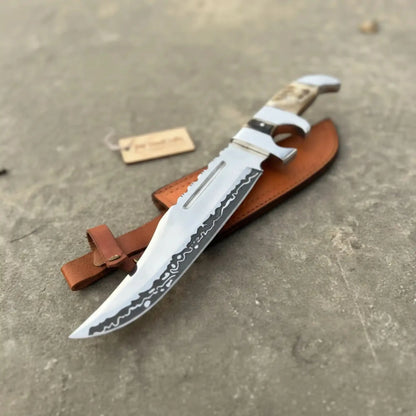 Frontier Bowie Knife 8 Inch blade Clip Point Carbon Steel Blade | Hunting Outdoor