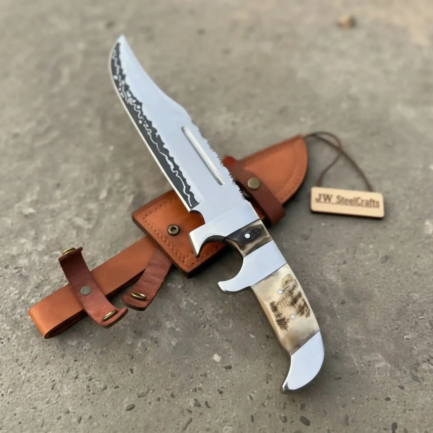 Frontier Bowie Knife 8 Inch blade Clip Point Carbon Steel Blade | Hunting Outdoor